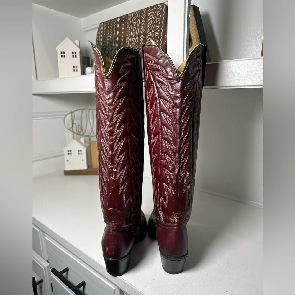 **SOLD**Durango Red Cowboy Boots Womens 6.5 Western Boots Burgundy Tall Leather - Picture 6 of 9